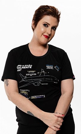 Camiseta Feminina Como o Avião Realmente Voa - Preta Aviões e Músicas