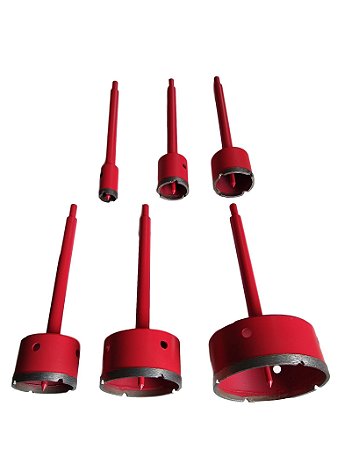 kit de serra copo diamantada com haste 6 peças Fertak.