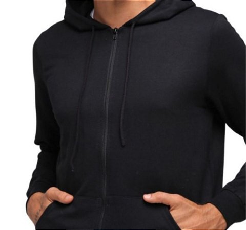 Jaqueta Moletom Masculina Com Capuz - Preto Malwee - Outlet do Brás