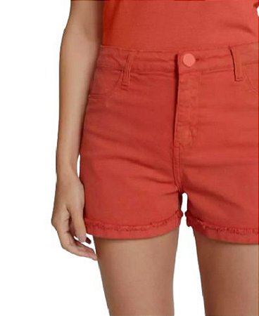 Shorts Feminino Em Sarja Cintura Alta - Laranja   Hering