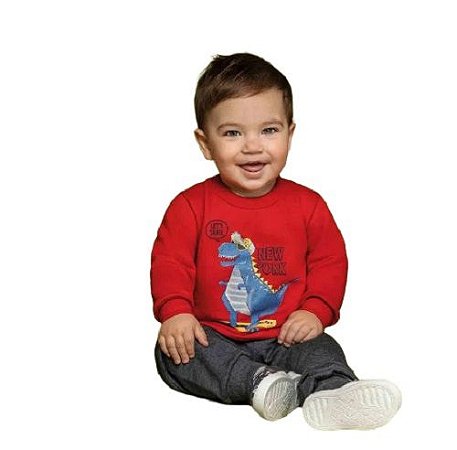 Conjunto Infantil Moletom Estampa Dinossauro Tam 1 A 3 Rei Rex