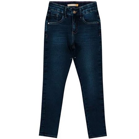 Calça Jeans Skinny Infantil Menina Cintura Média Azul Escuro  Carinhoso