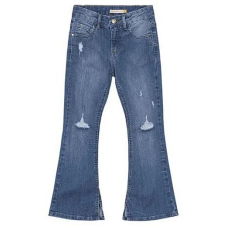 Calça Menina Flare Em Jeans Com Elastano Carinhoso