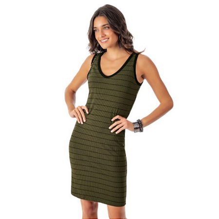 Vestido Listrado com Decote V H80184  Habana