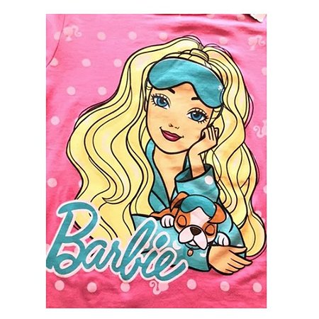 Pijama Infantil Manga Longa Estampado Barbie Liberta