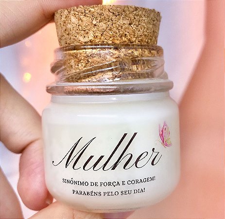 Mini Vela Aromática Lembrancinha Dia da Mulher + Saquinho Organza