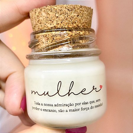 Mini Vela Aromática Lembrancinha Dia da Mulher + Saquinho Organza