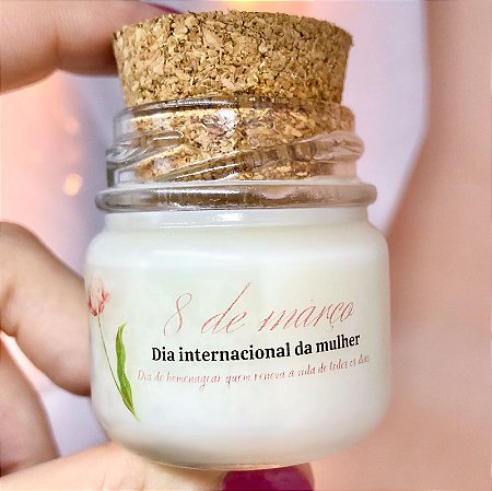 Mini Vela Aromática Lembrancinha Dia da Mulher + Saquinho Organza