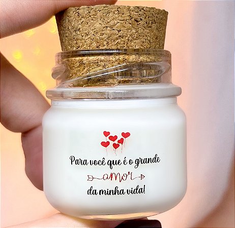 Mini Vela Aromática Lembrancinha Dia dos Namorados + Saquinho Organza