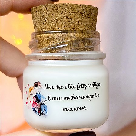 Mini Vela Aromática Lembrancinha Dia dos Namorados + Saquinho Organza