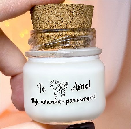 Mini Vela Aromática Lembrancinha Dia dos Namorados + Saquinho Organza