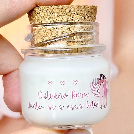 Mini Vela Aromática Lembrancinha Outubro Rosa + Saquinho Organza