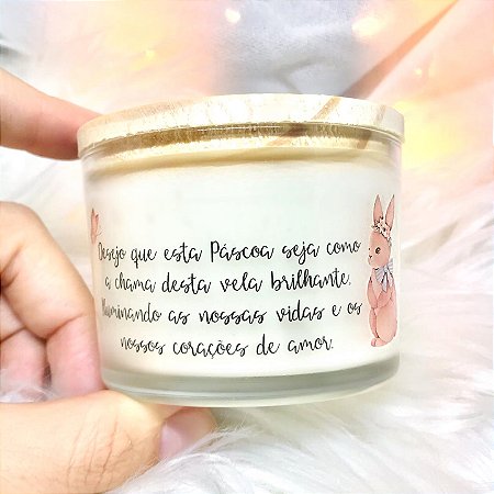 Vela Aromática Tampa Madeira Páscoa 110g