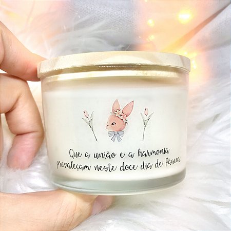 Vela Aromática Tampa Madeira Páscoa 110g