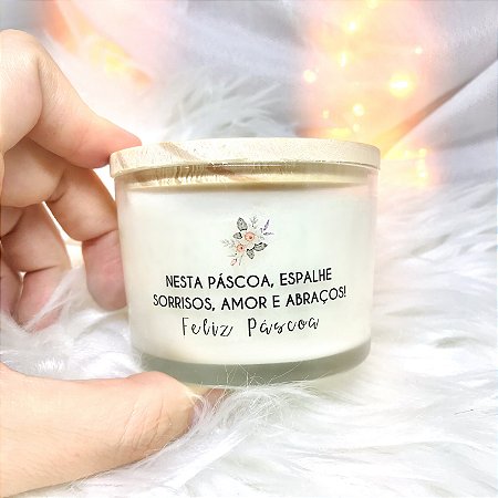 Vela Aromática Tampa Madeira Páscoa 110g
