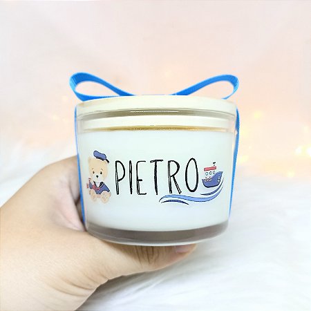 Vela Aromática Lembrancinha Maternidade Pietro 110g