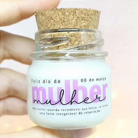 Mini Vela Aromática Lembrancinhas Dia da Mulher + Saquinho Organza