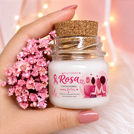 Mini Vela Aromática Lembrancinha Outubro Rosa + Saquinho Organza