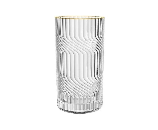 2 de Copos Alto 370ml e 3 copos baixos 340ml com Borda Dourada Okwui