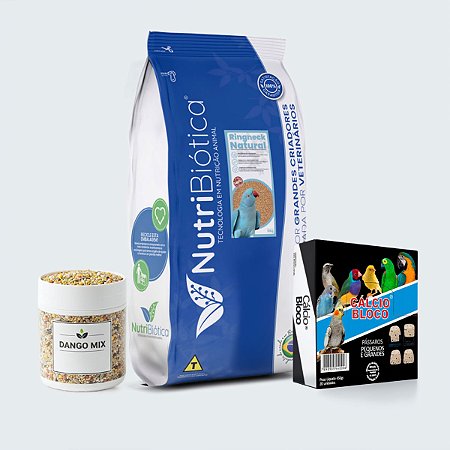 Kit Nutrição Essencial + Cálcio | Ração Extrusada 10kg + Mix + Bloco Cálcio