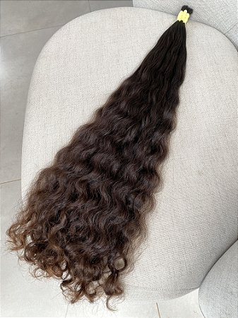 Cabelo Brasileiro do Sul Cacheado Natural Castanho Claro 70cm 138g