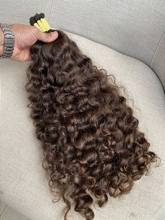 Cabelo Brasileiro do Sul Cacheado Natural Loiro Escuro 54cm 170g