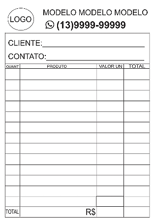 Bloco de pedidos 15x21 comum 5 Blocos com 100 folhas