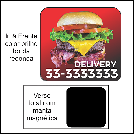 IMÃ DE GELADEIRA 4 CANTOS ARREDONDADOS COUCHÊ 250G BRILHO FRENTE 1000 UNIDADES