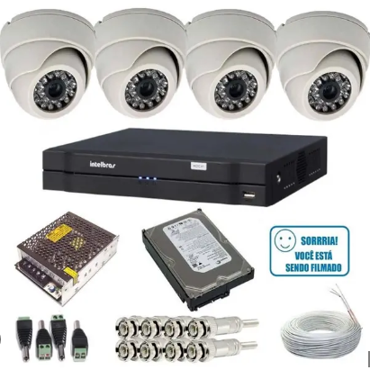 Kit 4 Câmeras Intelbras Dome Full Hd 1220 Dvr 4 Canais C/ Hd + instalação