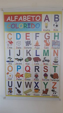BANNER PEDAGÓGICO ALFABETO COLORIDO DIDÁTICO 90X60CM