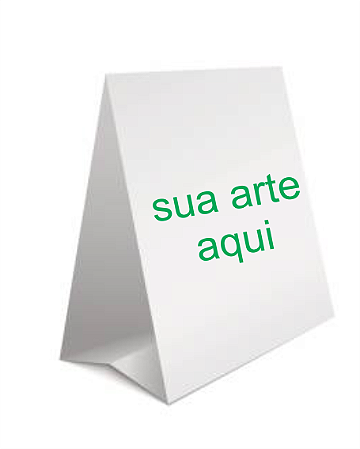 DISPLAY PERSONALIZADO COUCHÊ 250G DE MESA TRIÂNGULO PACOTE 10 UNIDADES