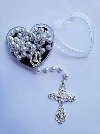 TERÇO NOIVA PEROLA PRATA 10 MM