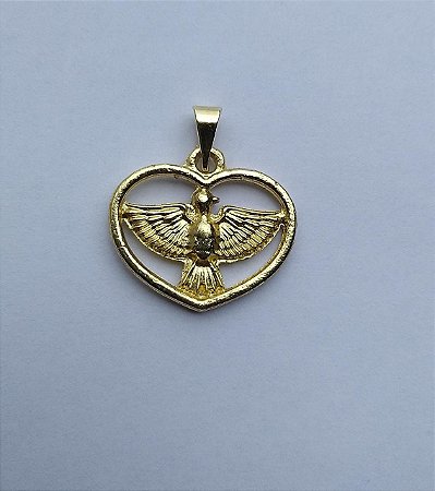 MEDALHA ESPIRITO SANTO CORAÇAO DOURADO