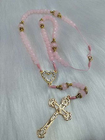 TERÇO CRISTAL 6MM DOURADO CORDAO FECHO