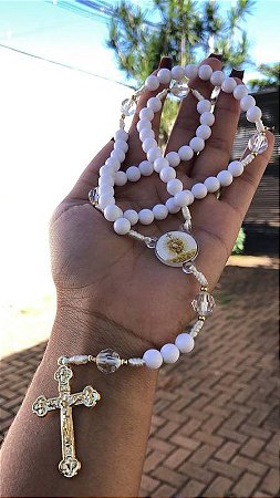 TERÇO EUCARISTIA ACRILICO 8MM DOURADO