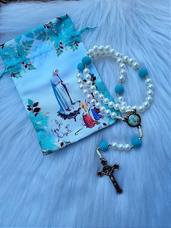 TERÇO SAQUINHO FATIMA PEROLA 8MM