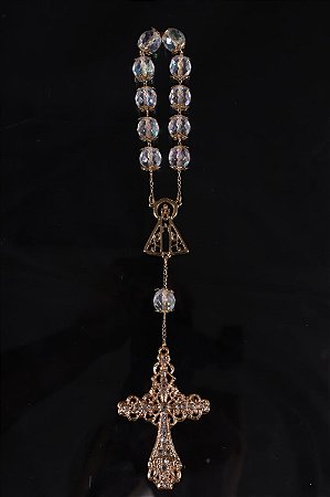 DEZENA NOIVA CRISTAL DOURADA 12 MM