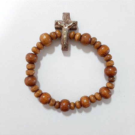 PULSEIRA MADEIRA CRISTO MARROM CLARO
