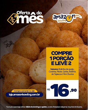 ESPECIAL DE ABRIL- Compre 01 porção de salgados (10un) e ganhe outra *Consulte as regras do cupom na descrição*.