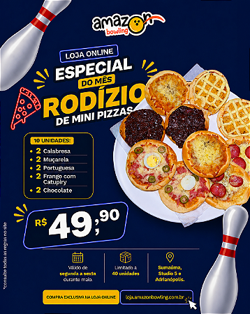 ESPECIAL DE MAIO - Rodízio de Mini Pizzas *Consulte as regras do cupom na descrição*