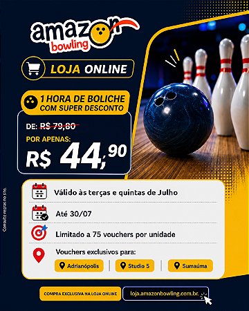 ADRIANÓPOLIS - CLIQUE BOWLING JULHO: Compre 01 Hora de Boliche com desconto por apenas R$44,90 *Consulte as regras na descrição*