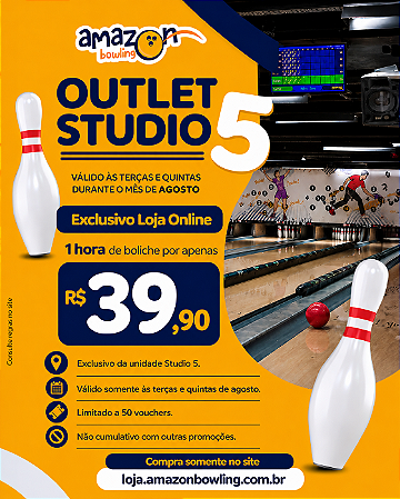 OUTLET STUDIO 5: 01H BOLICHE | TERÇAS E QUINTAS *Consulte as regras na descrição*