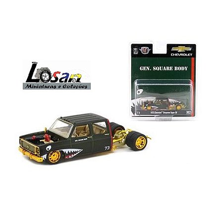 SUPER CHASE- 1973 - Caminhonete Chevrolet Cheyenne - M2 Machines - Escala 1/64 - Metal e pneus de borracha