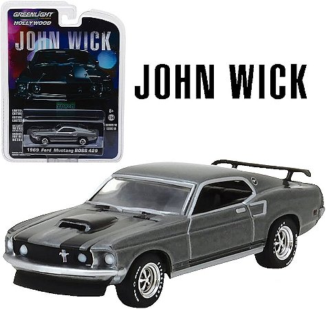 Mustang Boss 69 do filme John Wick - Greenlight - Escala 1/64 - Metal e pneus de borracha