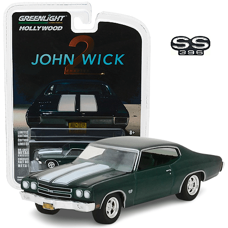 Chevrolet Chevelle SS 1970 do filme John Wick 2 - Greenlight - Escala 1/64 - Metal e pneus de borracha