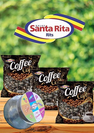 Kit Balas de Café 600 g + Baleiro Personalizado - Balas Santa Rita