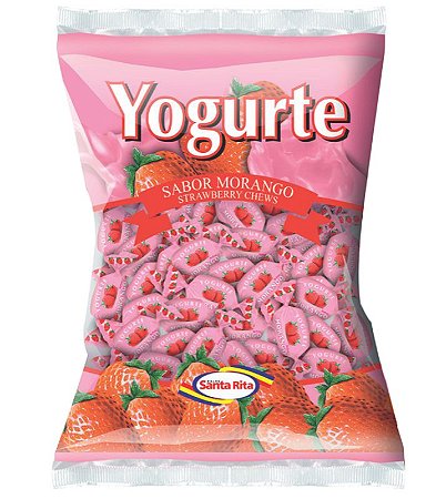 Bala Mastigável Yogurte Morango 80g -  Santa Rita