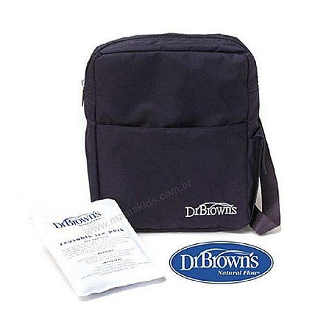 Bolsa Térmica Dr Browns Porta Mamadeira Preta com Gel