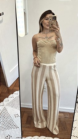 Calça listrada Nude