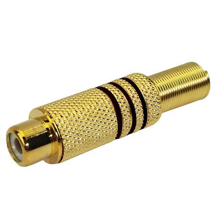 Jack Rca Aereo Ouro Pt Mola 6mm